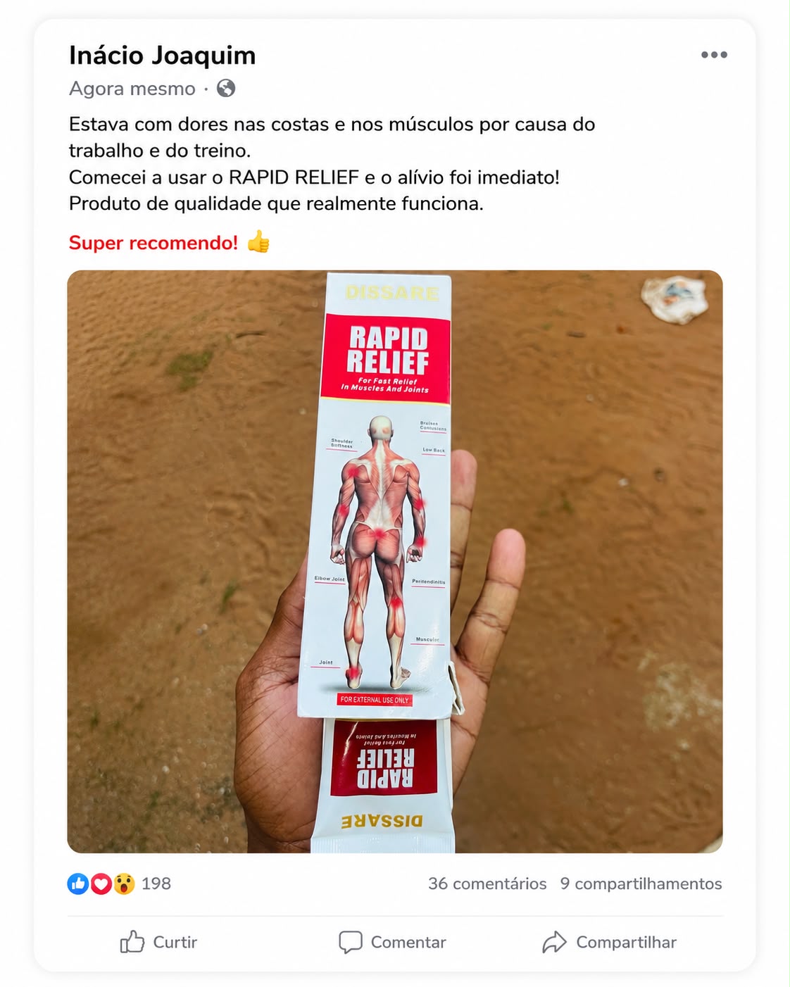 Depoimento de cliente sobre o RAPID RELIEF