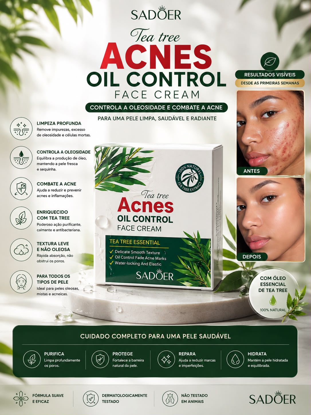 Apresentação do Acnes Oil Control Face Cream com tea tree